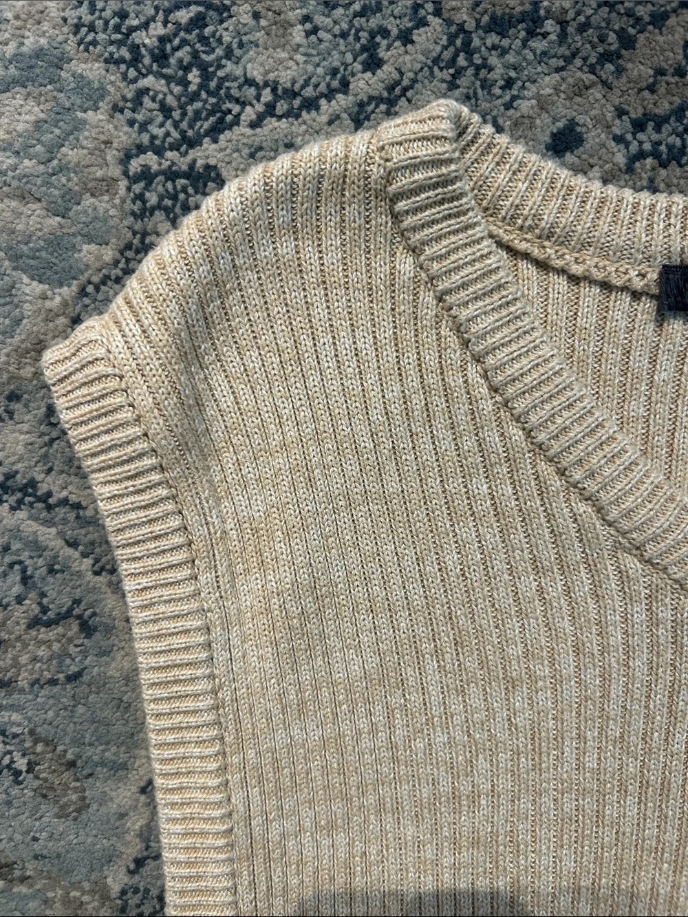 Urban Outfitters Neutral Beige Ribbed V‑Neck Sweater Vest